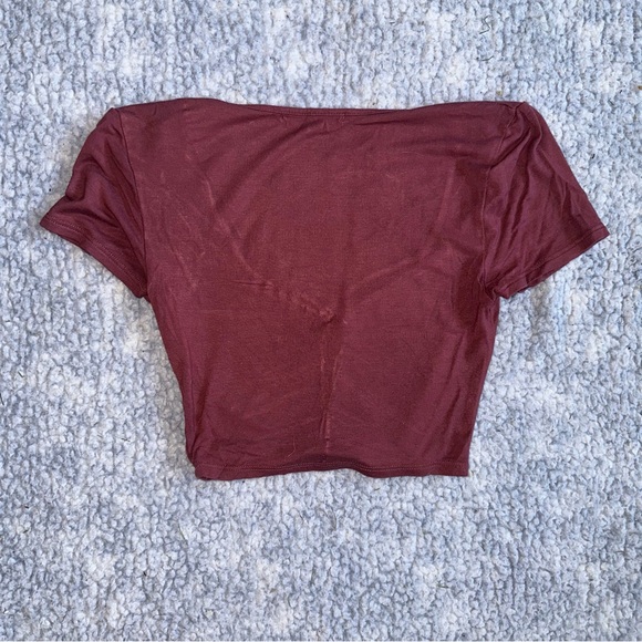 Maroon Synched Cropped T-shirt Size XS - Picture 3 of 5